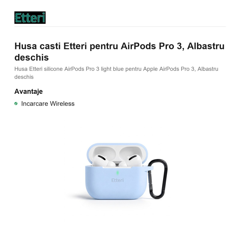 Husa casti Etteri pentru AirPods Pro 3, Albastru deschis [2]