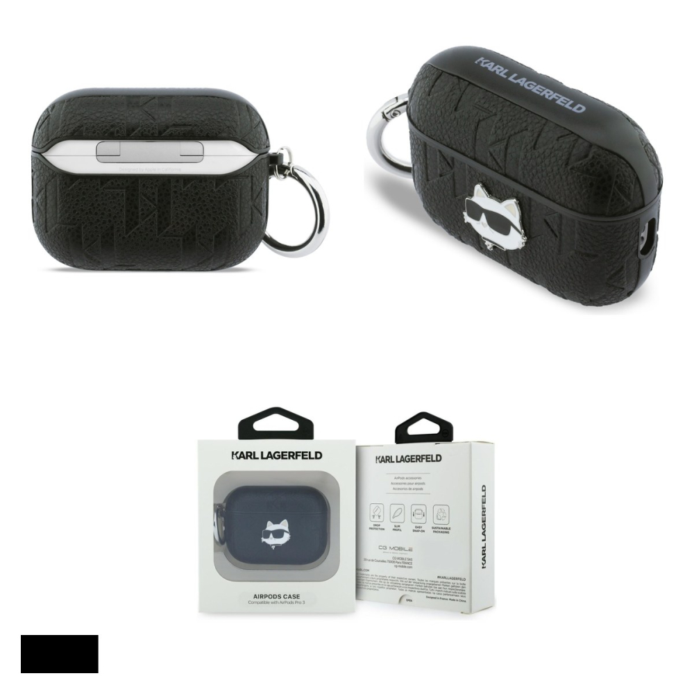 Husa casti Karl Lagerfeld Monogram Choupette Head pentru AirPods Pro 3, Negru [4]