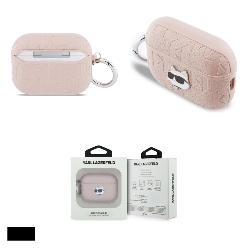 Husa casti Karl Lagerfeld Monogram Choupette Head pentru AirPods Pro 3, Roz [4]