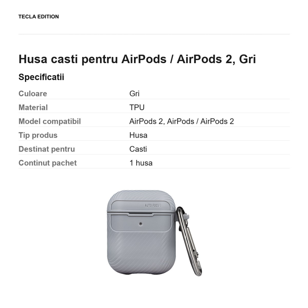 Husa casti pentru AirPods / AirPods 2, Gri [3]