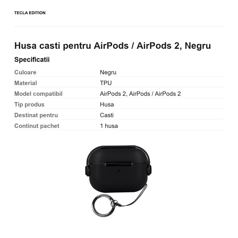 Husa casti pentru AirPods / AirPods 2, Negru [3]