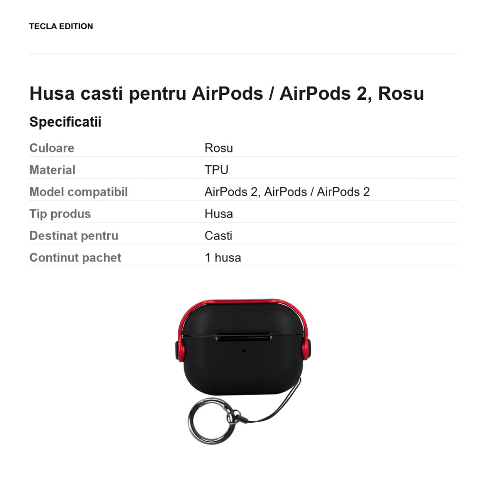 Husa casti pentru AirPods / AirPods 2, Rosu [3]
