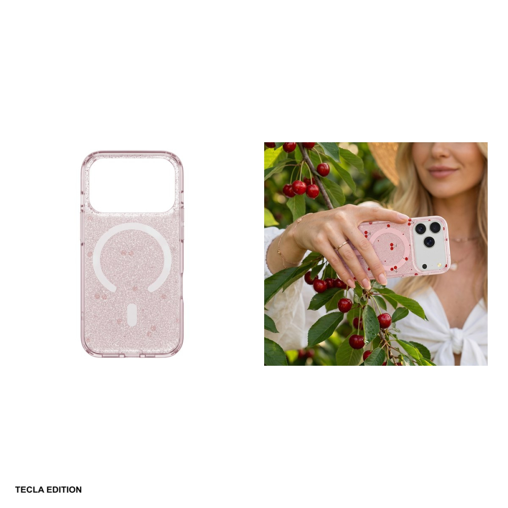 Husa Cherry Mag glitter pentru Samsung Galaxy S26 Ultra, Carcasa magnetica, decupaj mare pentru camera foto, TPU (poliuretan termoplastic), PC, Roz [5]
