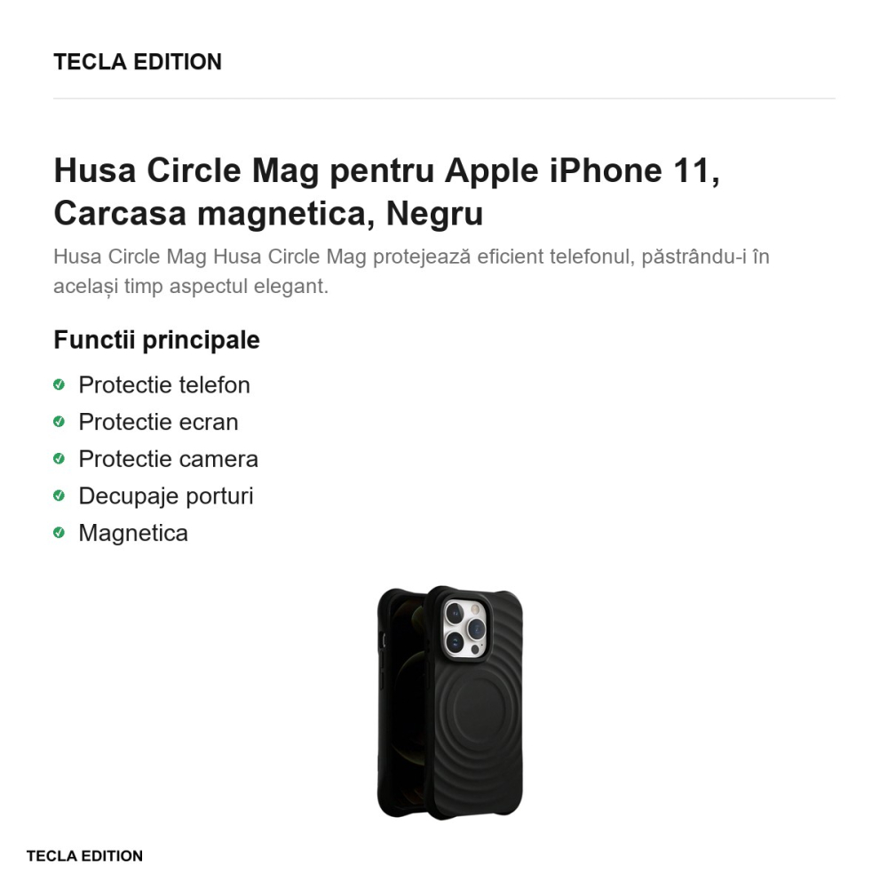 Husa Circle Mag pentru Apple iPhone 11, Carcasa magnetica, Negru [2]