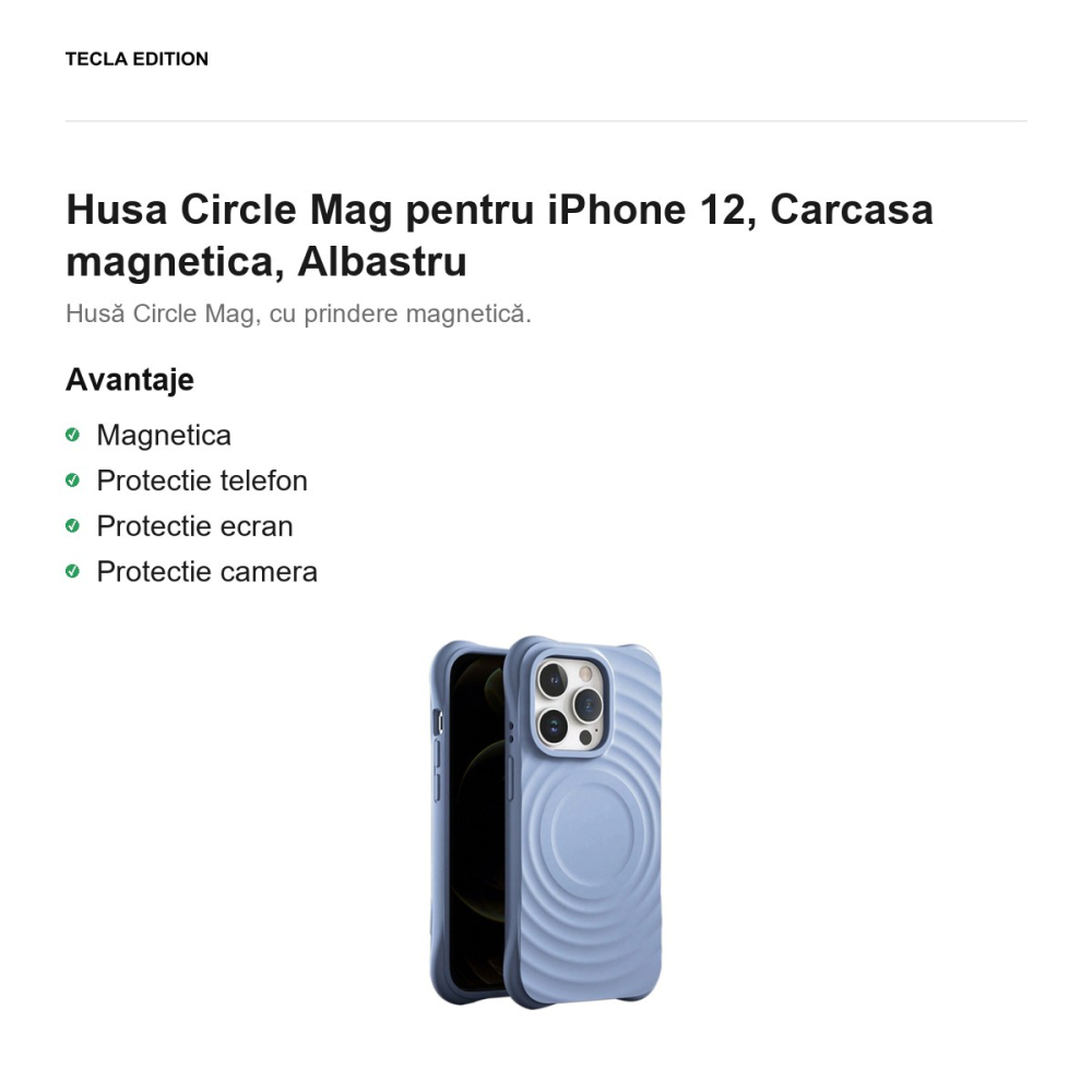 Husa Circle Mag pentru iPhone 12, Carcasa magnetica, Albastru [2]