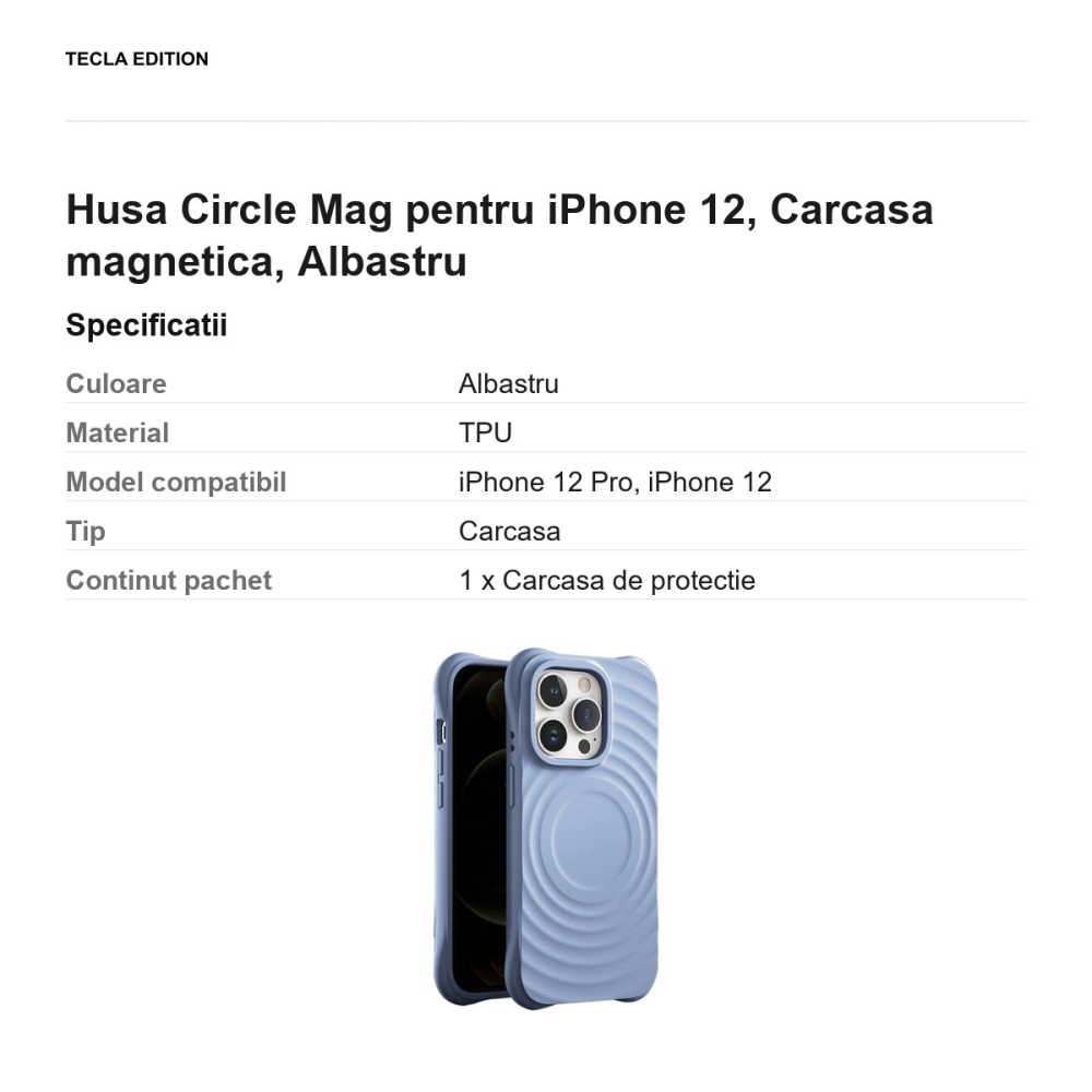 Husa Circle Mag pentru iPhone 12, Carcasa magnetica, Albastru [3]