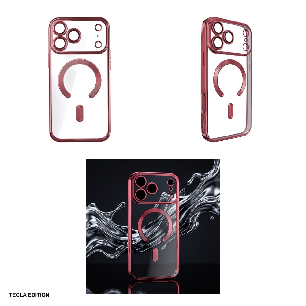 Husa Color Chrome Mag cherry pentru iPhone 17 Pro Max, Carcasa magnetica, TPU (poliuretan termoplastic), Visiniu [4]