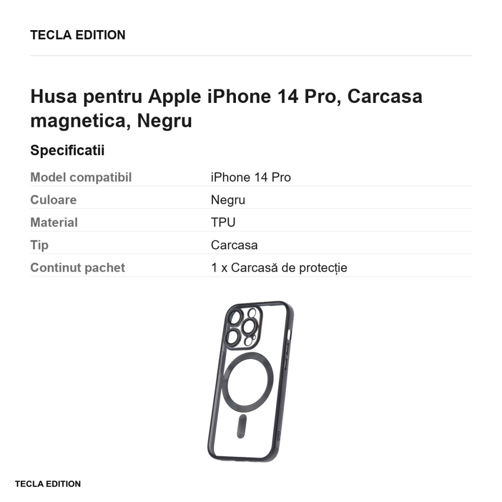 Husa Color Chrome Mag pentru Apple iPhone 14 Pro, Carcasa magnetica, Negru [3]