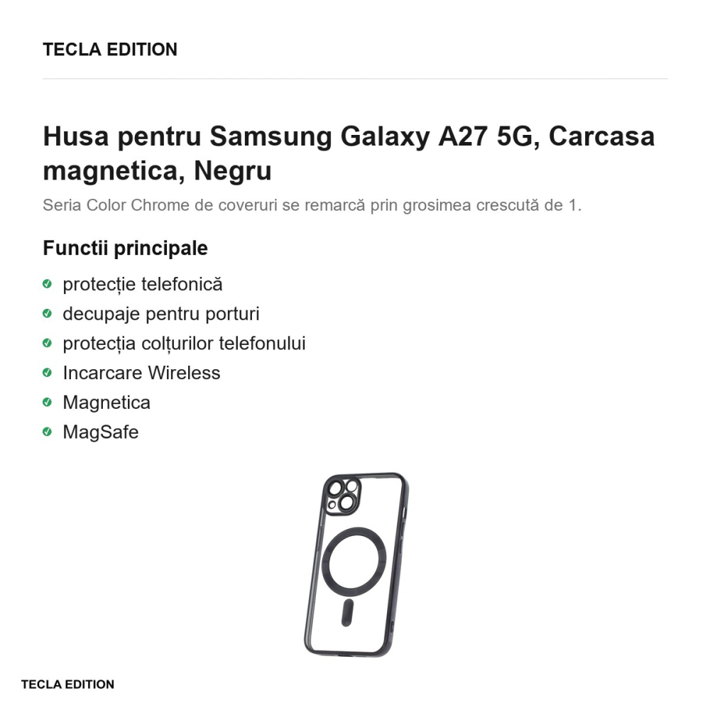 Husa Color Chrome Mag pentru Samsung Galaxy A27 5G, Carcasa magnetica, Negru [2]