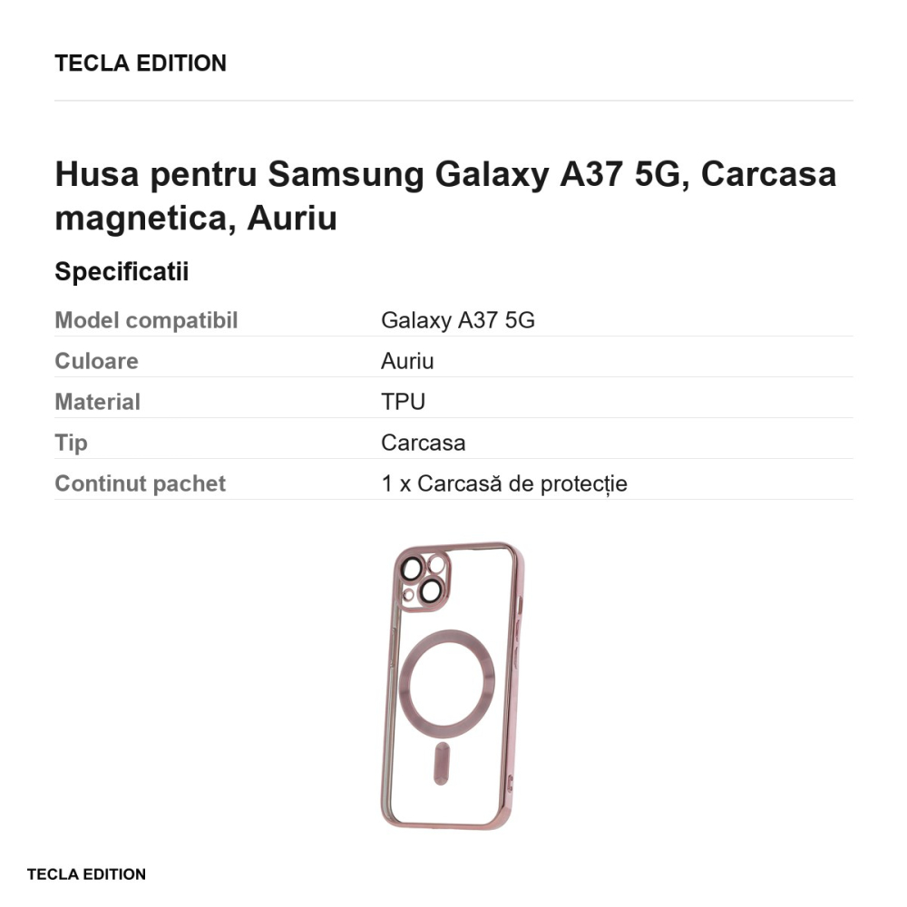 Husa Color Chrome Mag pentru Samsung Galaxy A37 5G, Carcasa magnetica, Rose Gold Metallic [3]