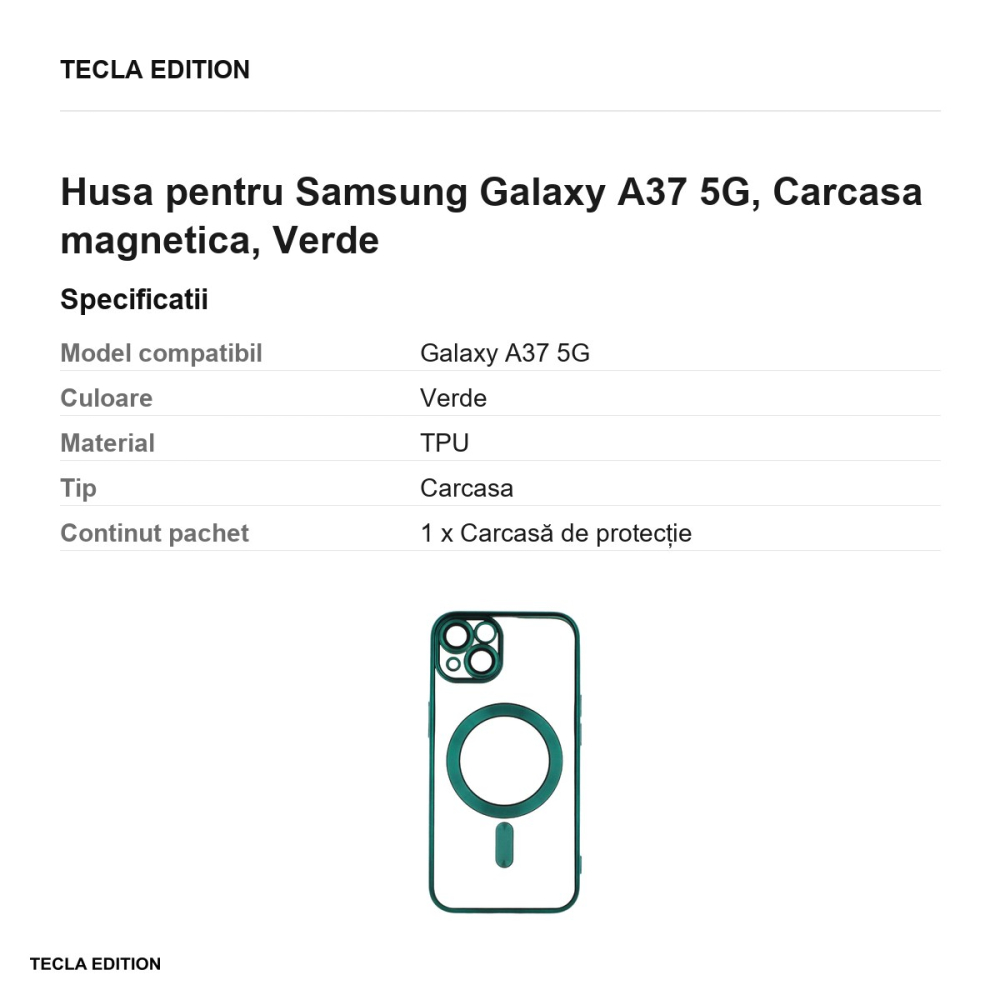 Husa Color Chrome Mag pentru Samsung Galaxy A37 5G, Carcasa magnetica, Verde [3]