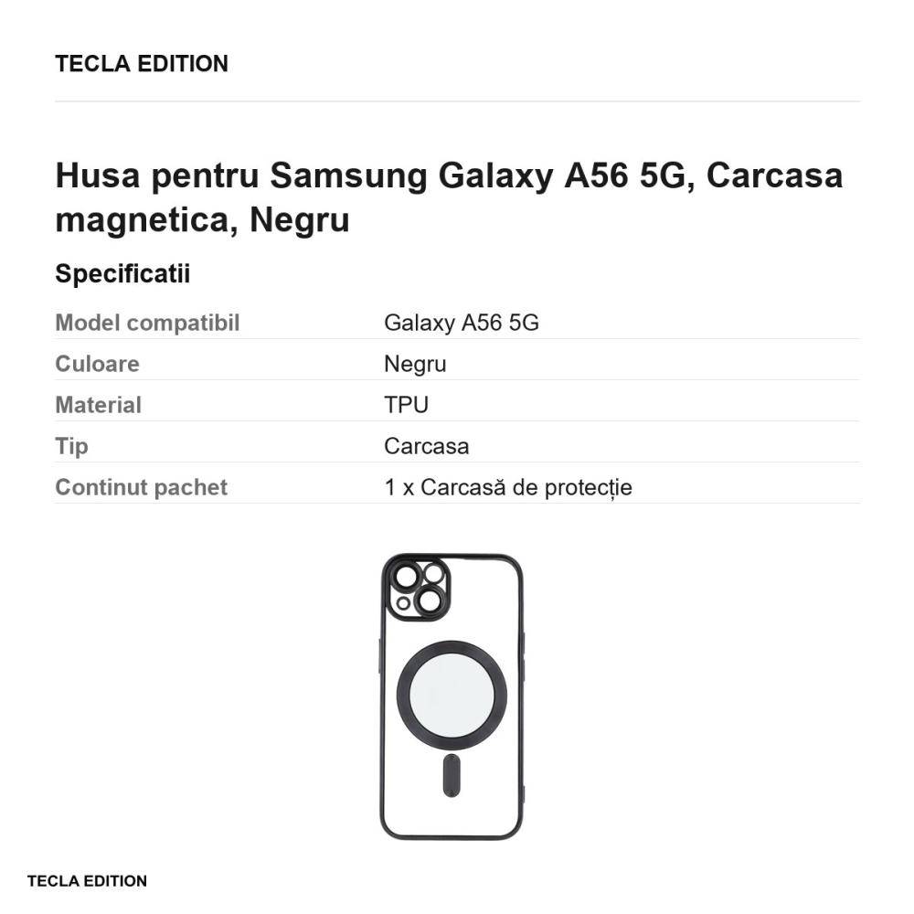 Husa Color Chrome Mag pentru Samsung Galaxy A56 5G, Carcasa magnetica, Negru [3]