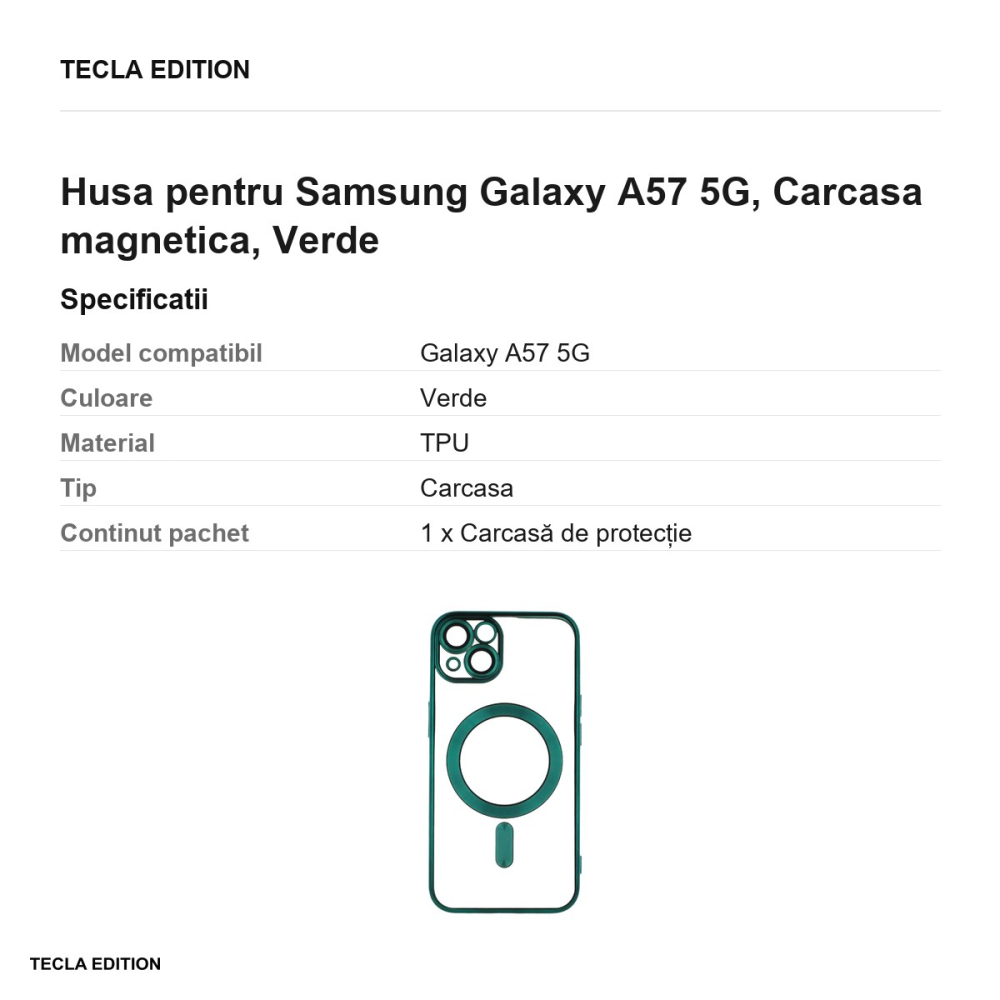 Husa Color Chrome Mag pentru Samsung Galaxy A57 5G, Carcasa magnetica, Verde [3]