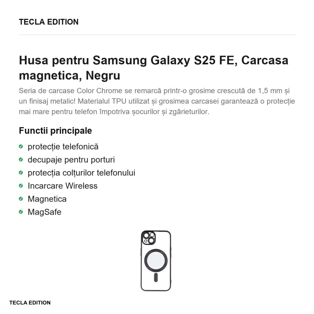 Husa Color Chrome Mag pentru Samsung Galaxy S25 FE, Carcasa magnetica, Negru [2]