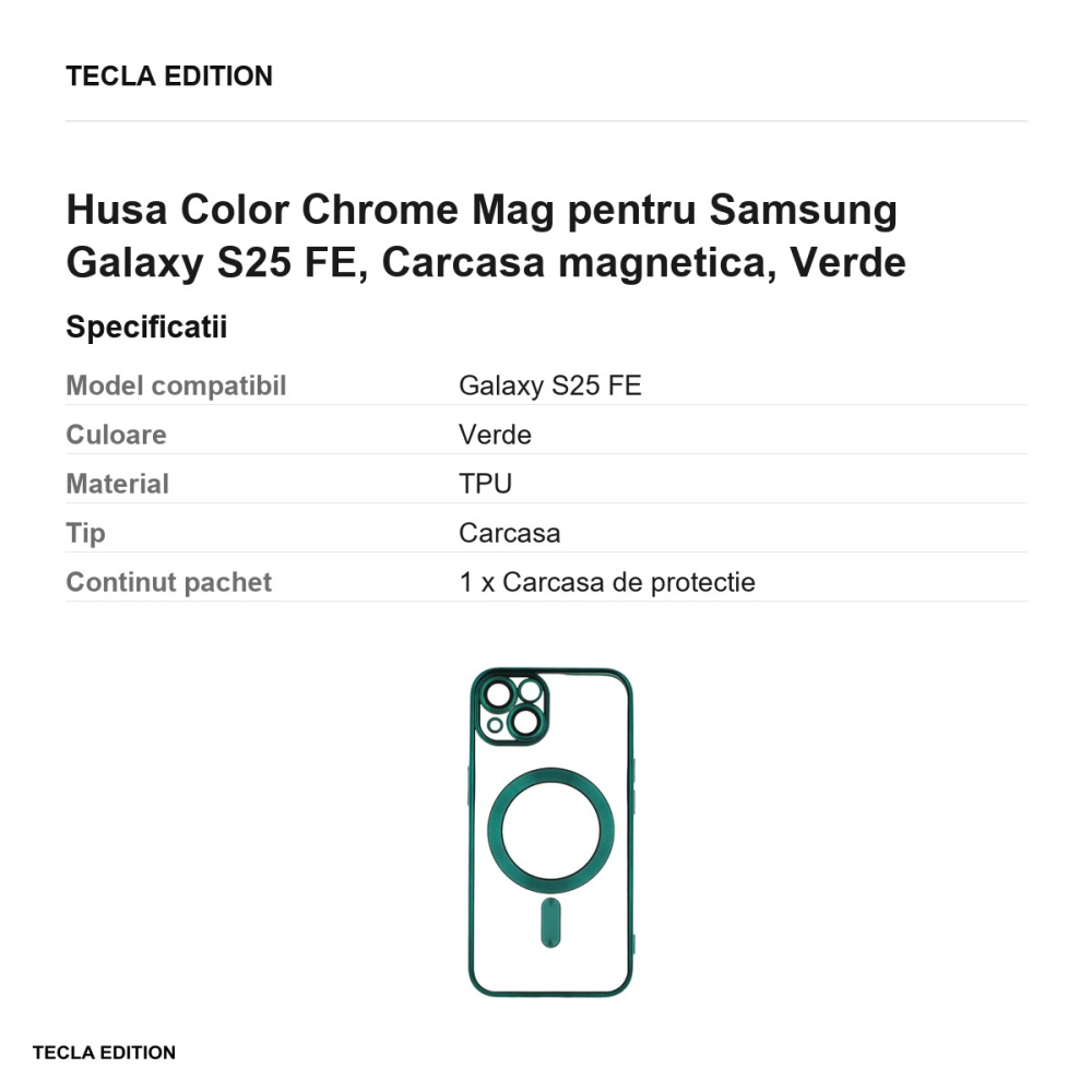 Husa Color Chrome Mag pentru Samsung Galaxy S25 FE, Carcasa magnetica, Verde [3]