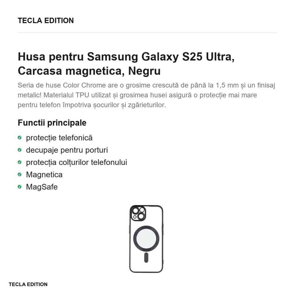 Husa Color Chrome Mag pentru Samsung Galaxy S25 Ultra, Carcasa magnetica, Negru [2]