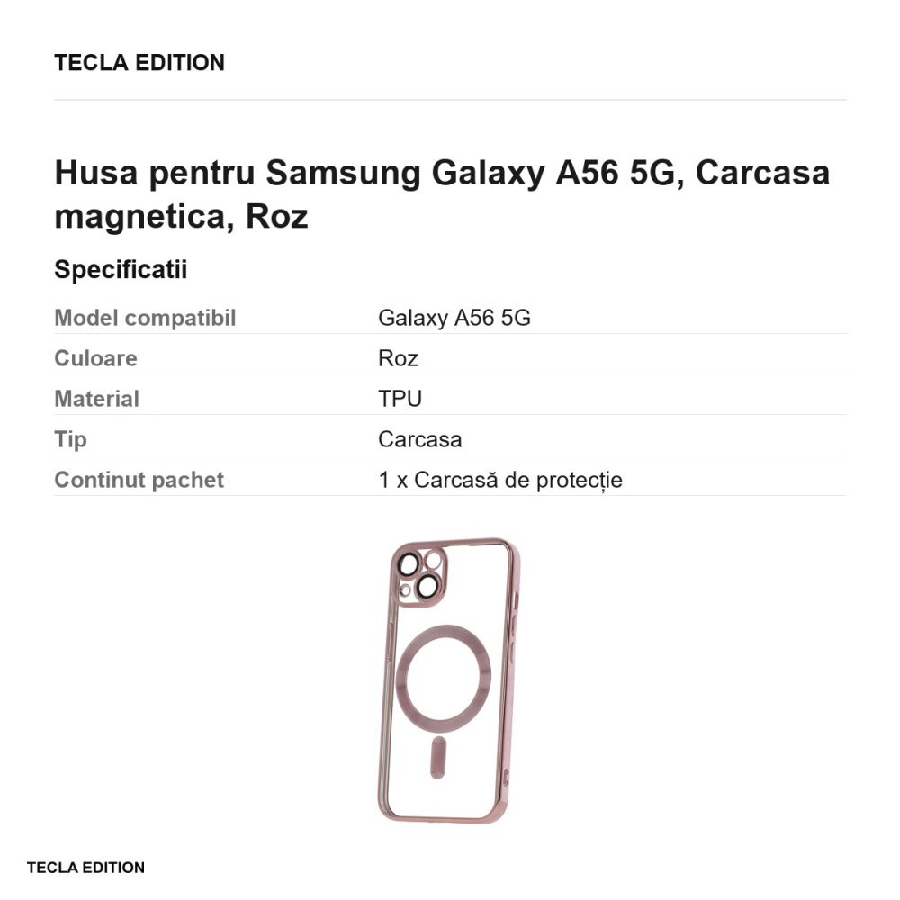 Husa Color Chrome Mag rose pentru Samsung Galaxy A56 5G, Carcasa magnetica, Roz [3]