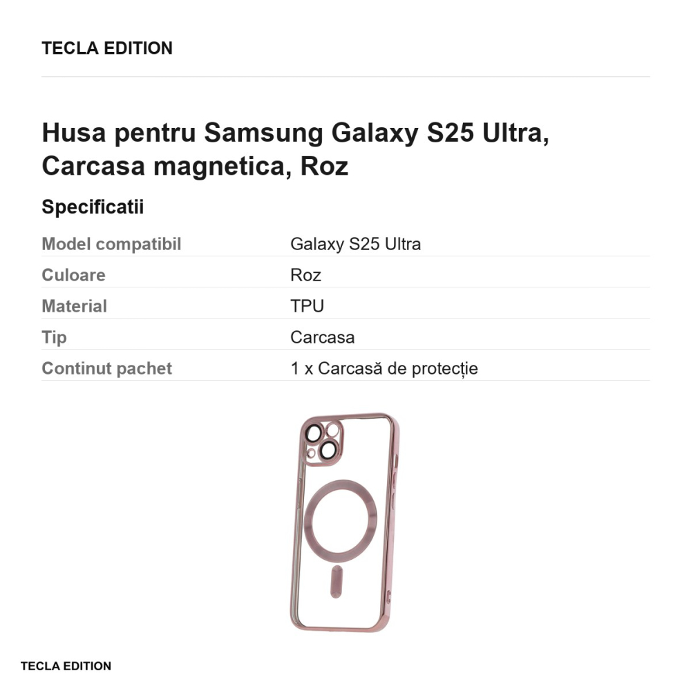 Husa Color Chrome Mag rose pentru Samsung Galaxy S25 Ultra, Carcasa magnetica, Roz [3]