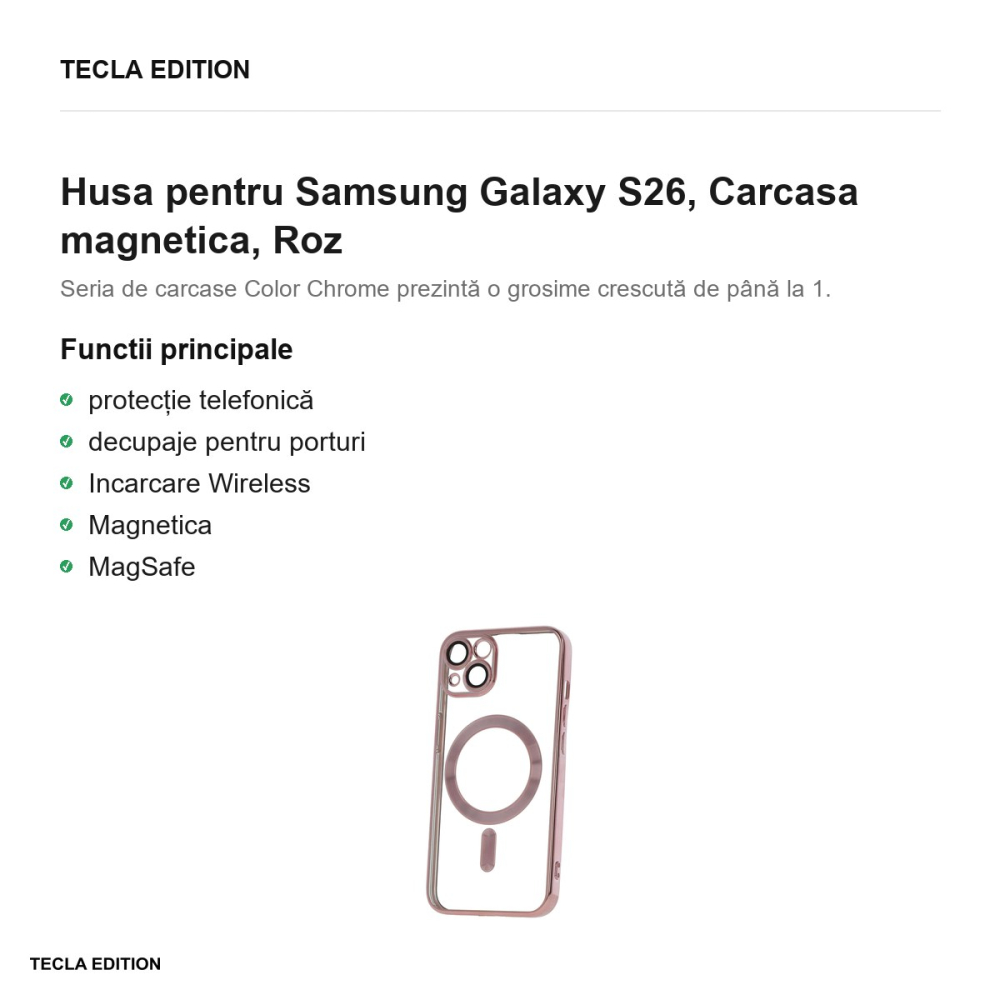 Husa Color Chrome Mag rose pentru Samsung Galaxy S26, Carcasa magnetica, Rose Gold Metallic [2]