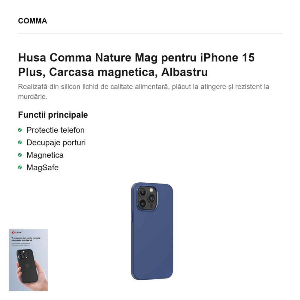 Husa Comma Nature Mag pentru iPhone 15 Plus, Carcasa magnetica, Albastru [2]
