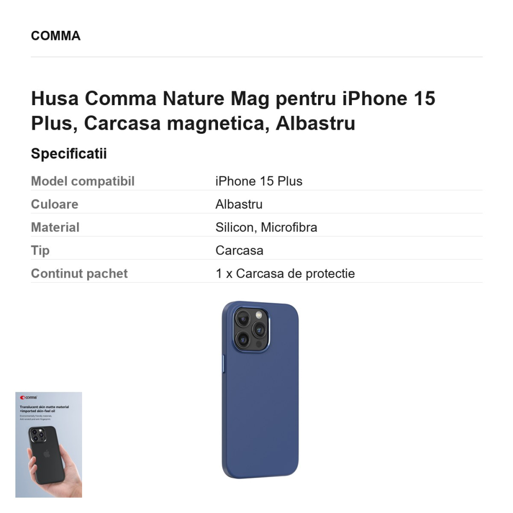 Husa Comma Nature Mag pentru iPhone 15 Plus, Carcasa magnetica, Albastru [3]