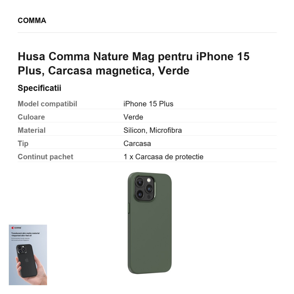 Husa Comma Nature Mag pentru iPhone 15 Plus, Carcasa magnetica, Verde [3]