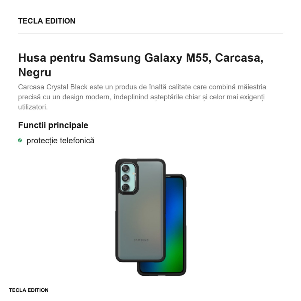 Husa Crystal Black pentru Samsung Galaxy M55, Carcasa, Negru [2]
