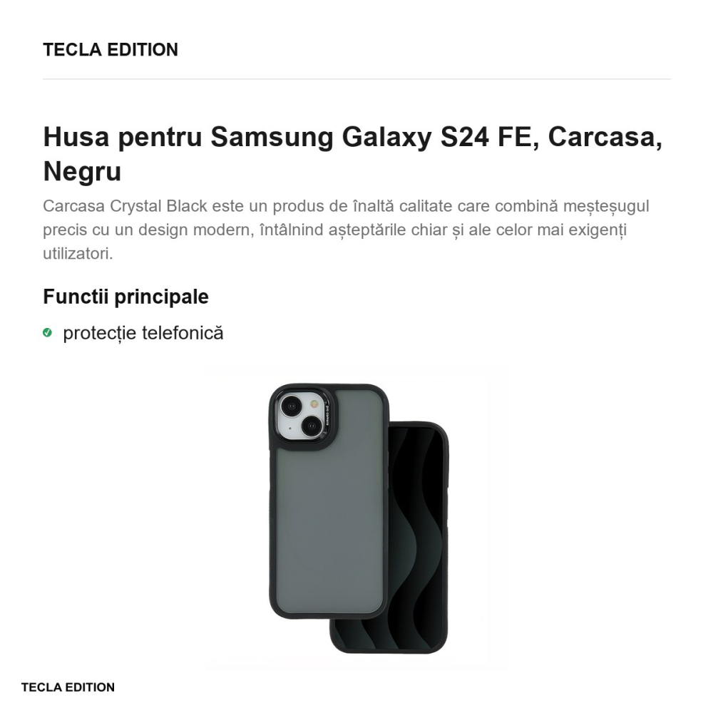 Husa Crystal Black pentru Samsung Galaxy S24 FE, Carcasa, Negru [2]