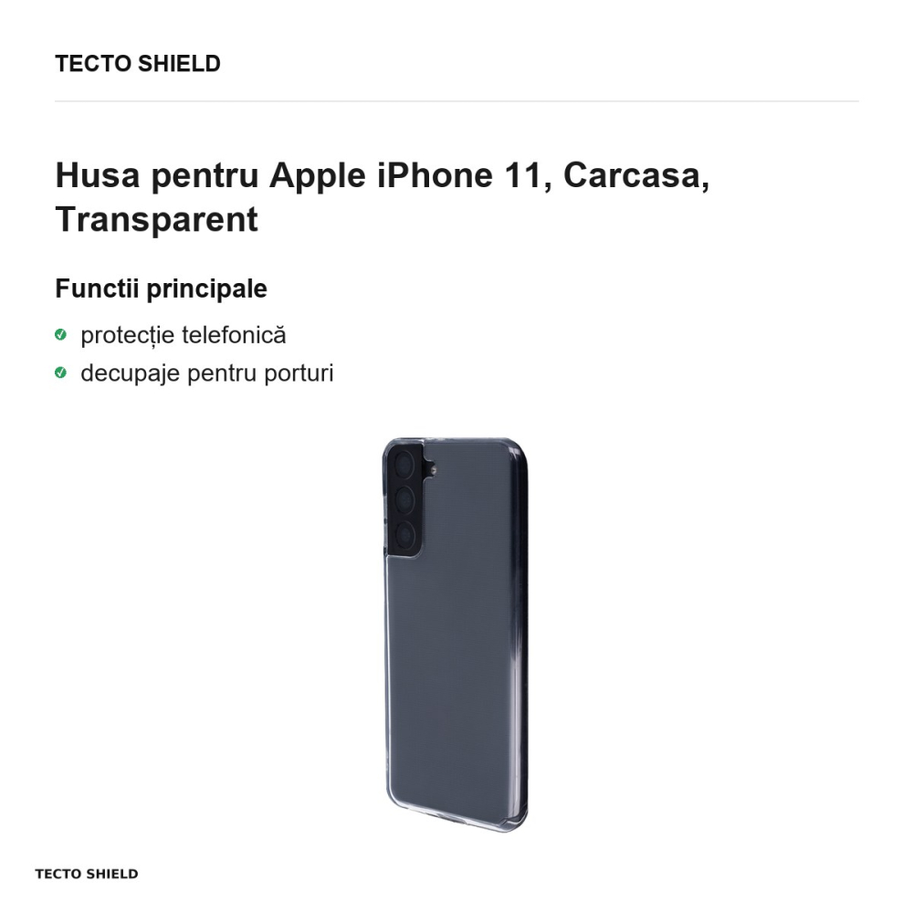 Husa Crystal Clear pentru Apple iPhone 11, Carcasa, Transparent [2]