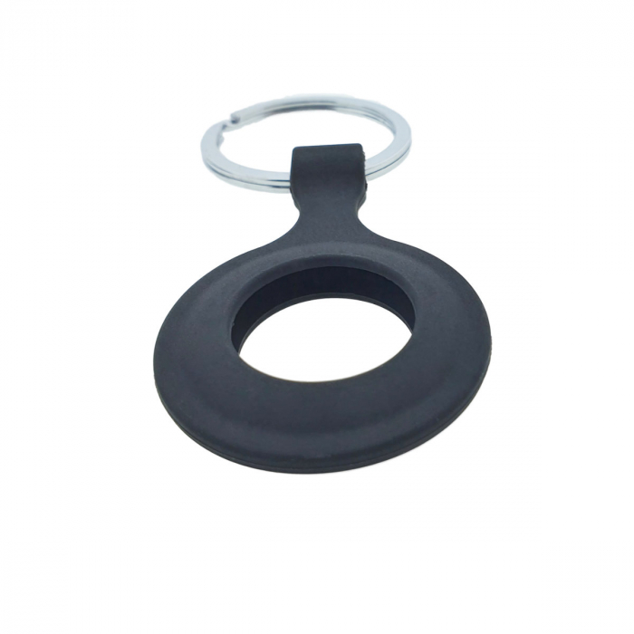 Husa cu breloc, pentru protectie Apple AirTag 87744, din piele ecologica, neagra [2]
