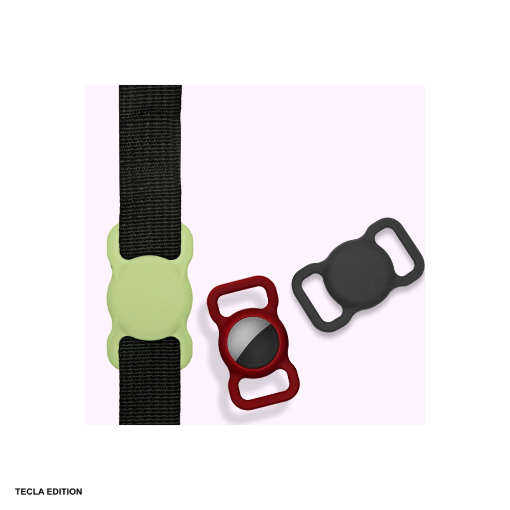 Husa de protectie AirTag, pentru prindere pe zgarda, curea , bretele, din silicon, Neagra [4]
