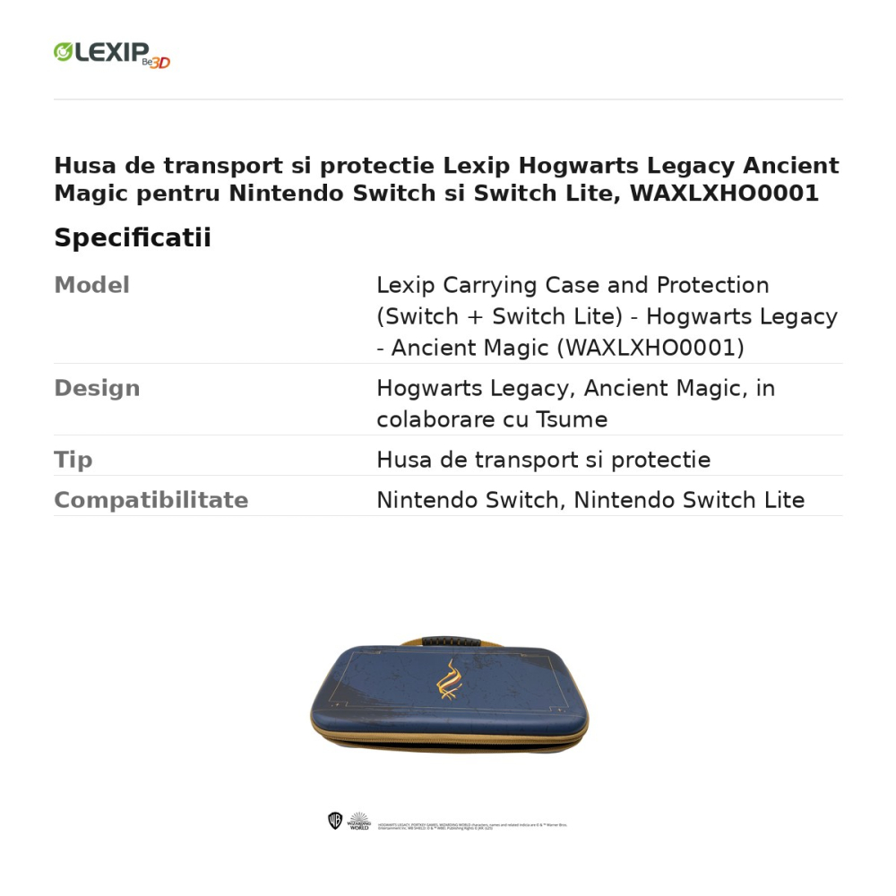 Husa de transport si protectie Lexip Hogwarts Legacy Ancient Magic pentru Nintendo Switch si Switch Lite, WAXLXHO0001 [3]