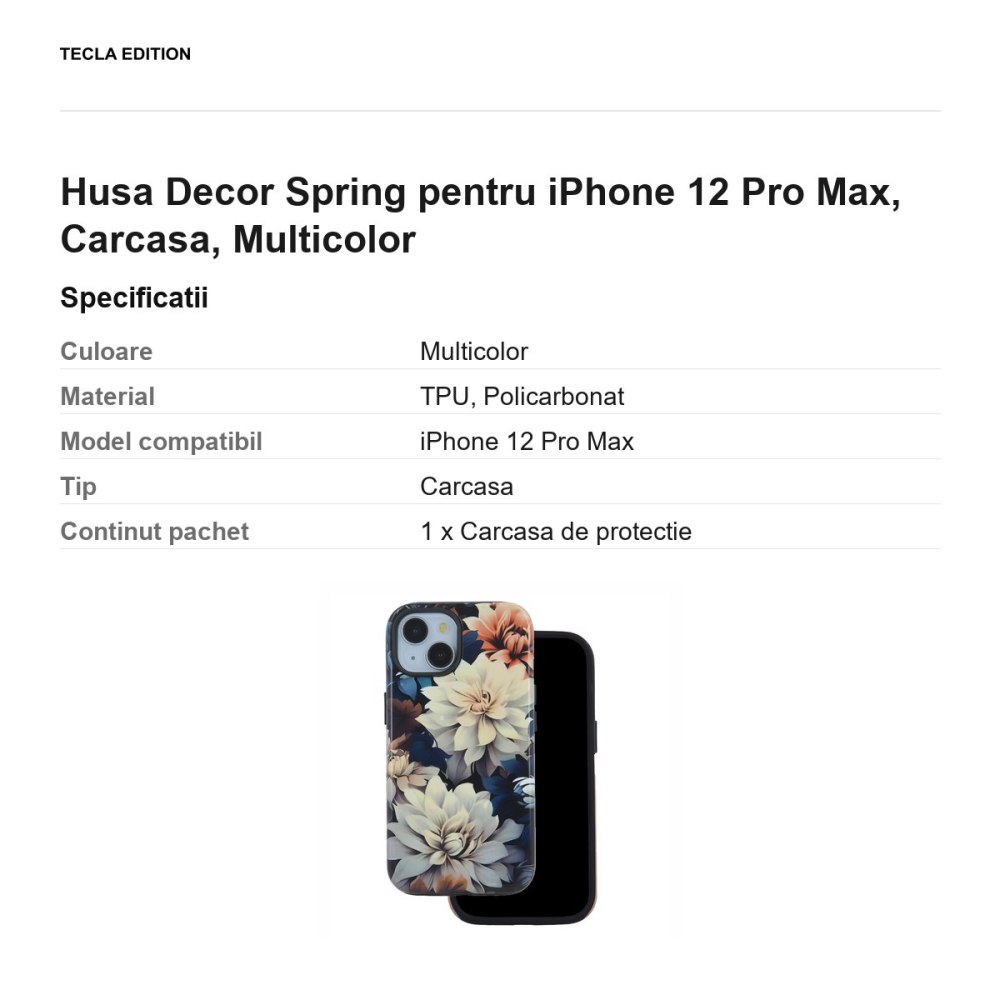 Husa Decor Spring pentru iPhone 12 Pro Max, Carcasa, Multicolor [3]