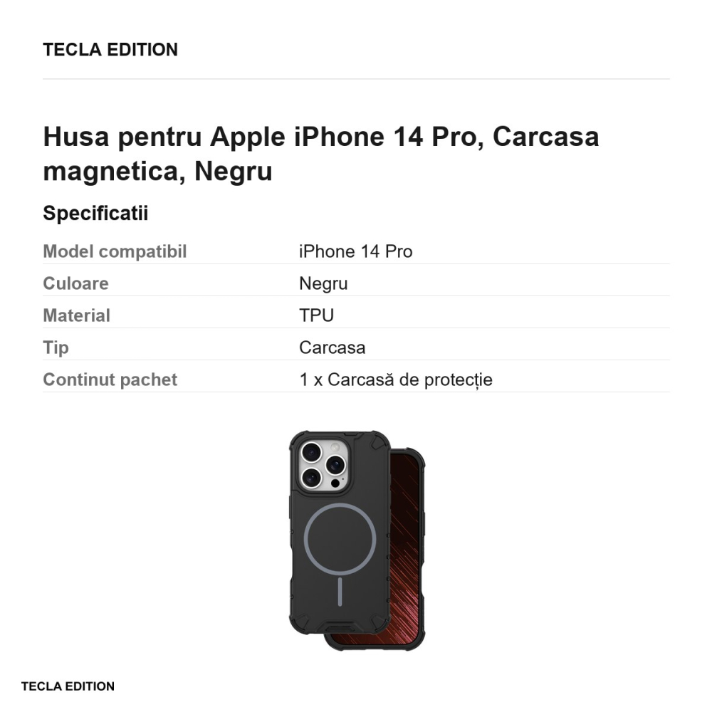 Husa Defender 2in1 Mag pentru Apple iPhone 14 Pro, Carcasa magnetica, Negru [3]