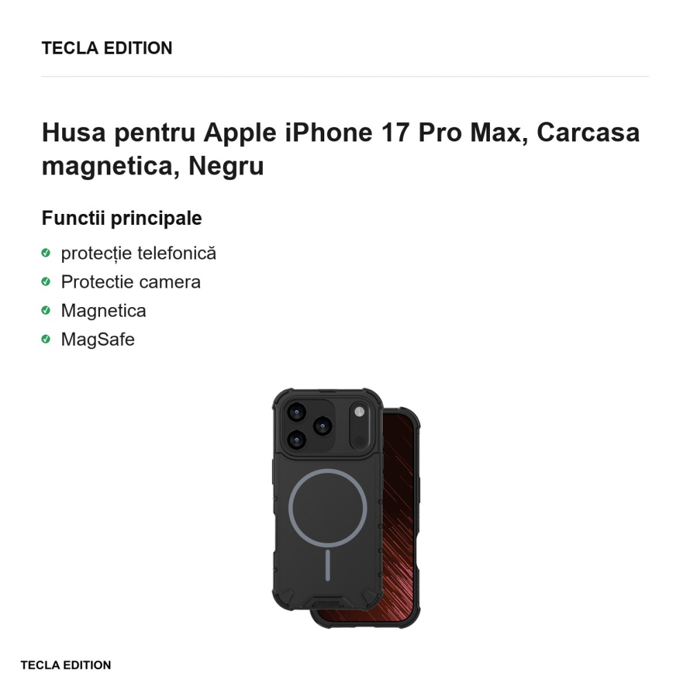 Husa Defender 2in1 Mag pentru Apple iPhone 17 Pro Max, Carcasa magnetica, Negru [2]