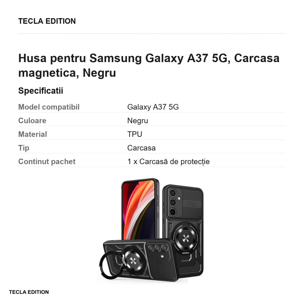 Husa Defender Armor Mag pentru Samsung Galaxy A37 5G, Carcasa magnetica, Negru [3]