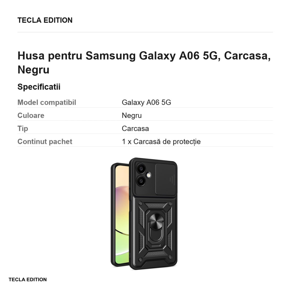 Husa Defender Slide pentru Samsung Galaxy A06 5G, Carcasa, Negru [3]