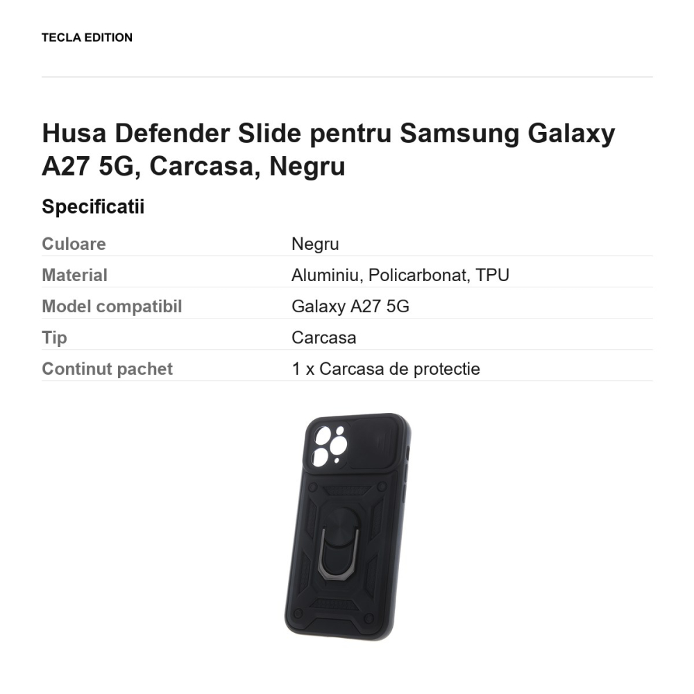 Husa Defender Slide pentru Samsung Galaxy A27 5G, Carcasa, Negru [3]