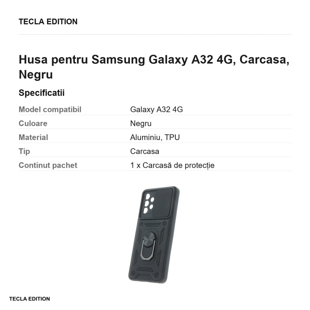 Husa Defender Slide pentru Samsung Galaxy A32 4G, Carcasa magnetica, Negru [3]
