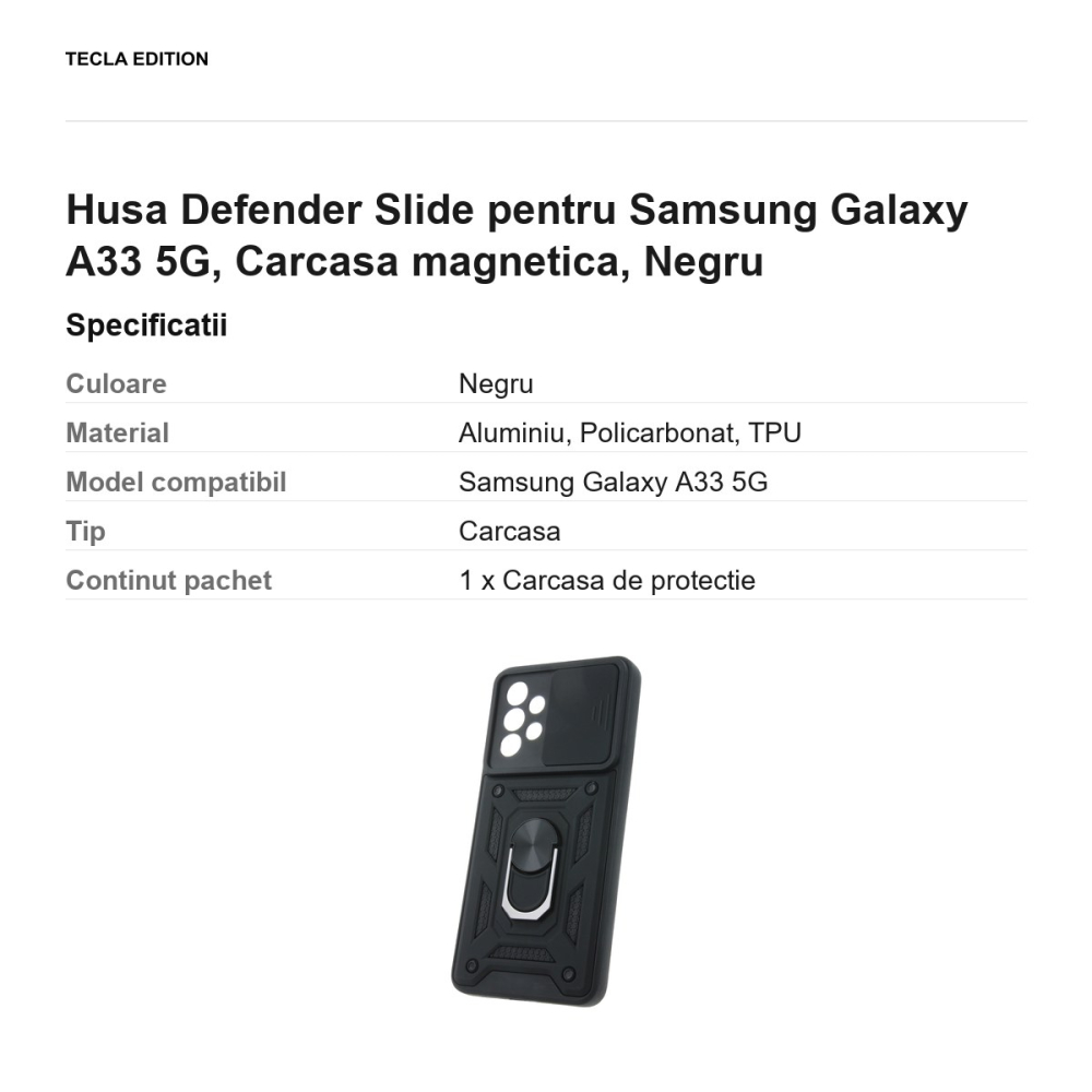 Husa Defender Slide pentru Samsung Galaxy A33 5G, Carcasa magnetica, Negru [3]