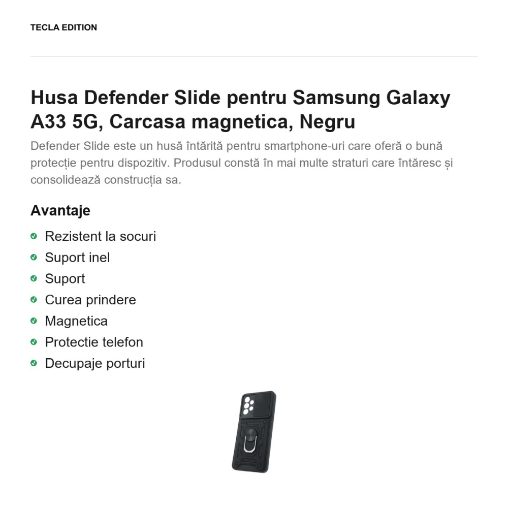Husa Defender Slide pentru Samsung Galaxy A33 5G, Carcasa magnetica, Negru [2]