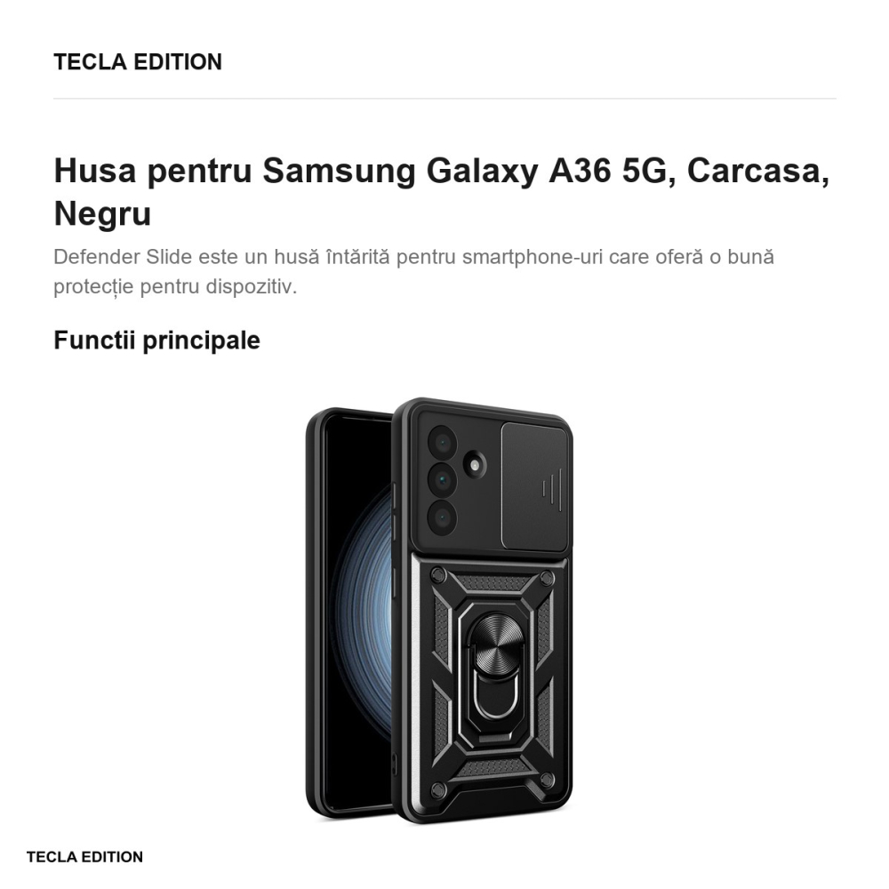 Husa Defender Slide pentru Samsung Galaxy A36 5G, Carcasa magnetica, Negru [2]