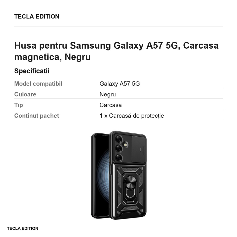 Husa Defender Slide pentru Samsung Galaxy A57 5G, Carcasa magnetica, Negru [3]