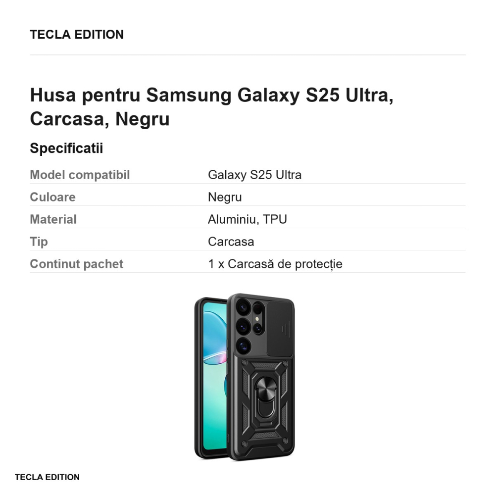 Husa Defender Slide pentru Samsung Galaxy S25 Ultra, Carcasa, Negru [3]