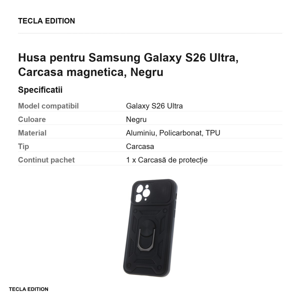 Husa Defender Slide pentru Samsung Galaxy S26 Ultra, Carcasa magnetica, Negru [3]