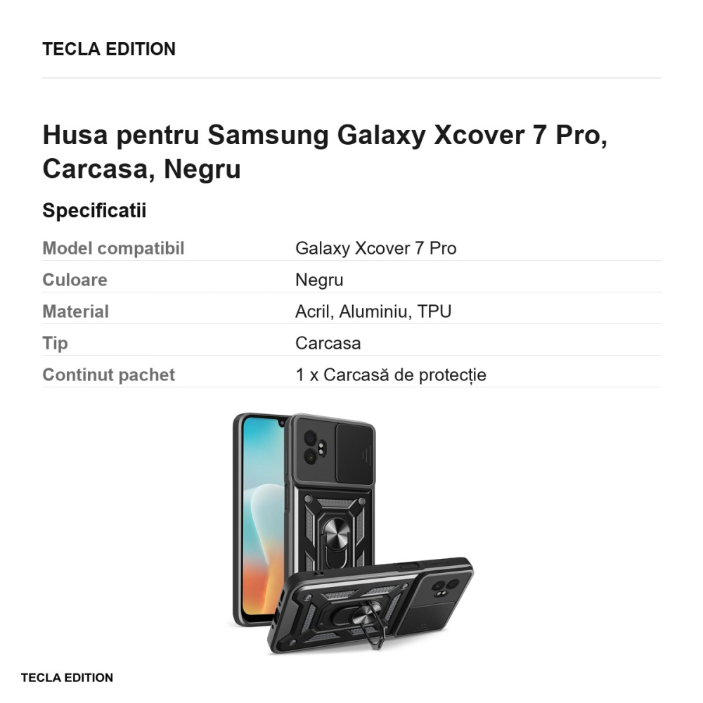 Husa Defender Slide Xcover pentru Samsung Galaxy Xcover 7 Pro, Carcasa, Negru [3]
