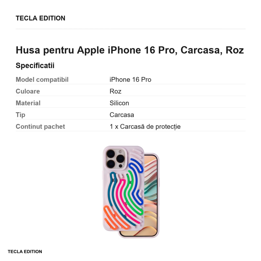 Husa DIY Snake pentru Apple iPhone 16 Pro, Carcasa, Roz [3]