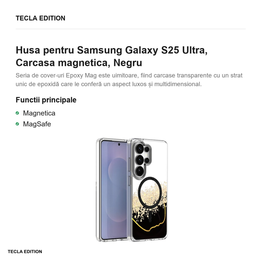 Husa Epoxy Mag pentru Samsung Galaxy S25 Ultra, Carcasa magnetica, Negru [2]