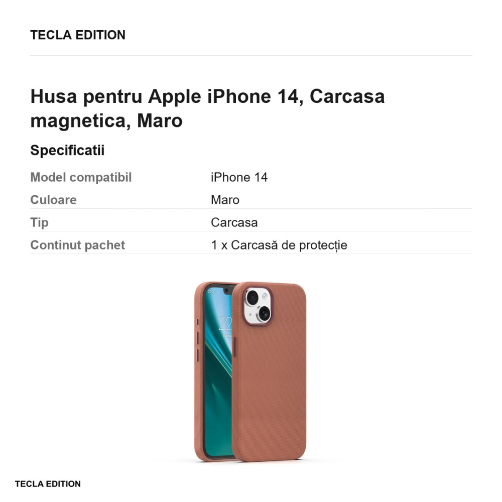 Husa Etteri Elegant Mag pentru Apple iPhone 14, Carcasa magnetica, Maro [3]