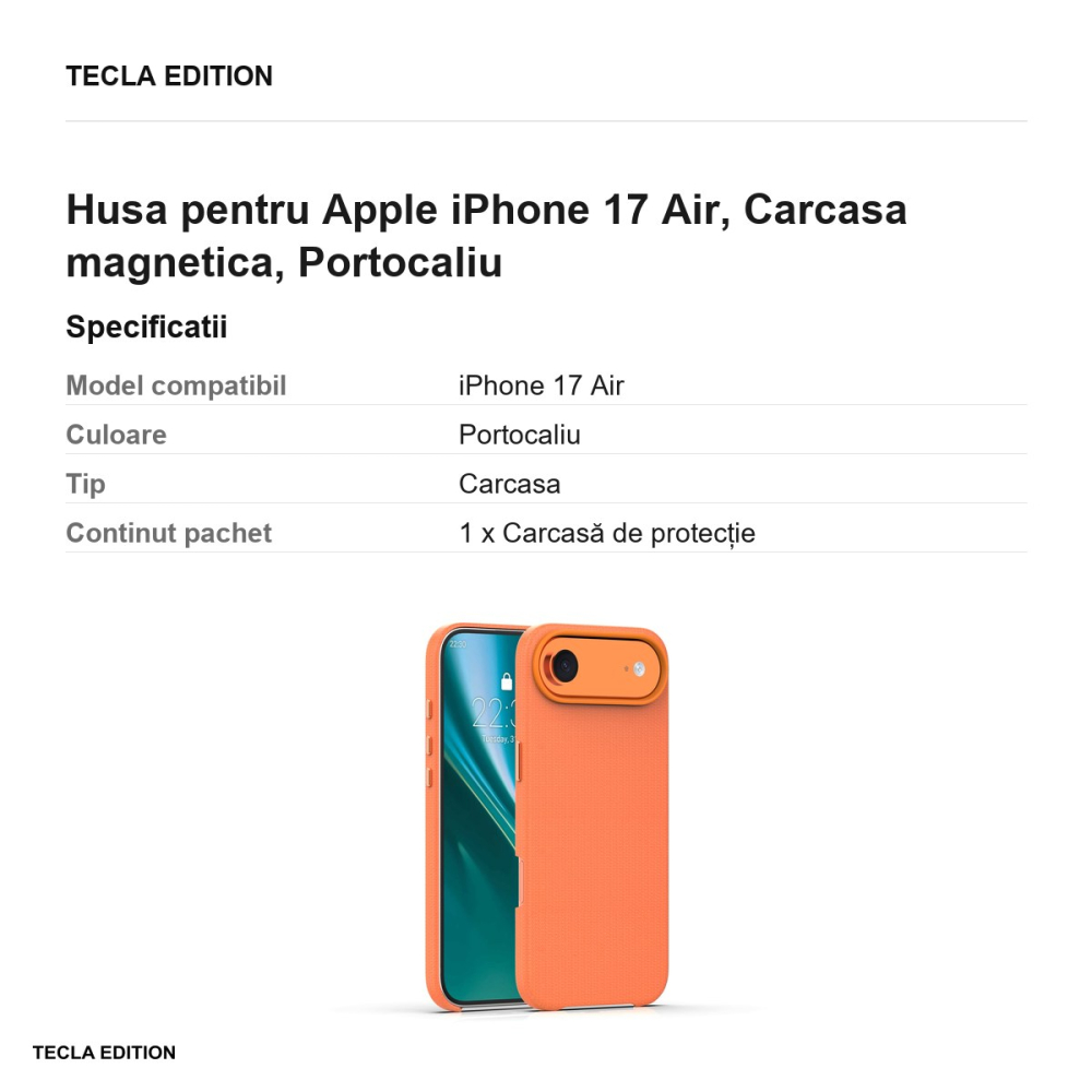 Husa Etteri Elegant Mag pentru Apple iPhone 17 Air, Carcasa magnetica, Portocaliu [3]